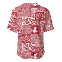 Red Tonga Kilisimasi Fiefia Baseball Jersey Pacific Patchwork Xmas Vibes LT9 - Polynesian Pride
