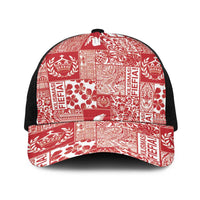 Red Tonga Kilisimasi Fiefia Baseball Net Cap Pacific Patchwork Xmas Vibes LT9 One Size Black Red - Polynesian Pride