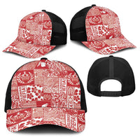 Red Tonga Kilisimasi Fiefia Baseball Net Cap Pacific Patchwork Xmas Vibes LT9 - Polynesian Pride