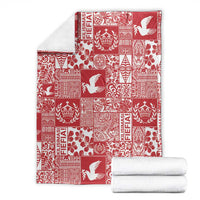 Red Tonga Kilisimasi Fiefia Blanket Pacific Patchwork Xmas Vibes - Polynesian Pride