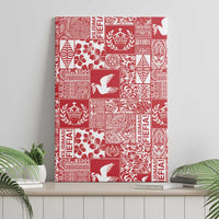 Red Tonga Kilisimasi Fiefia Canvas Wall Art Pacific Patchwork Xmas Vibes - Polynesian Pride