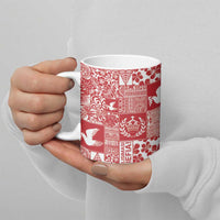 Red Tonga Kilisimasi Fiefia Ceramic Mug Pacific Patchwork Xmas Vibes - Polynesian Pride
