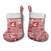Red Tonga Kilisimasi Fiefia Christmas Stocking Pacific Patchwork Xmas Vibes - Polynesian Pride