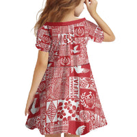 Red Tonga Kilisimasi Fiefia Family Matching Long Sleeve Bodycon Dress and Hawaiian Shirt Pacific Patchwork Xmas Vibes - Polynesian Pride