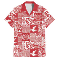 Red Tonga Kilisimasi Fiefia Family Matching Long Sleeve Bodycon Dress and Hawaiian Shirt Pacific Patchwork Xmas Vibes - Polynesian Pride