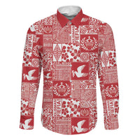 Red Tonga Kilisimasi Fiefia Family Matching Mermaid Dress and Hawaiian Shirt Pacific Patchwork Xmas Vibes - Polynesian Pride