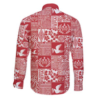 Red Tonga Kilisimasi Fiefia Family Matching Off The Shoulder Long Sleeve Dress and Hawaiian Shirt Pacific Patchwork Xmas Vibes LT9 - Polynesian Pride