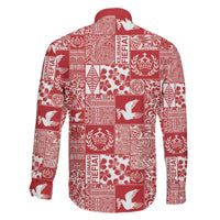 Red Tonga Kilisimasi Fiefia Family Matching Off Shoulder Maxi Dress and Hawaiian Shirt Pacific Patchwork Xmas Vibes - Polynesian Pride
