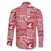 Red Tonga Kilisimasi Fiefia Family Matching Short Sleeve Bodycon Dress and Hawaiian Shirt Pacific Patchwork Xmas Vibes - Polynesian Pride