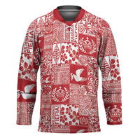 Red Tonga Kilisimasi Fiefia Hockey Jersey Pacific Patchwork Xmas Vibes LT9 Unisex Red - Polynesian Pride