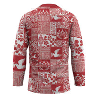 Red Tonga Kilisimasi Fiefia Hockey Jersey Pacific Patchwork Xmas Vibes LT9 - Polynesian Pride