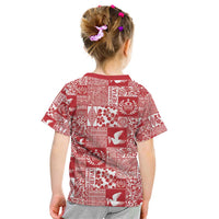 Red Tonga Kilisimasi Fiefia Kid T Shirt Pacific Patchwork Xmas Vibes LT9 - Polynesian Pride