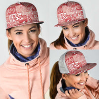 Red Tonga Kilisimasi Fiefia Mesh Trucker Cap Pacific Patchwork Xmas Vibes LT9 - Polynesian Pride