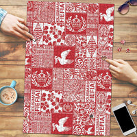 Red Tonga Kilisimasi Fiefia Puzzle Pacific Patchwork Xmas Vibes - Polynesian Pride