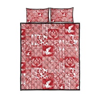 Red Tonga Kilisimasi Fiefia Quilt Bed Set Pacific Patchwork Xmas Vibes - Polynesian Pride