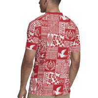 Red Tonga Kilisimasi Fiefia Rugby Jersey Pacific Patchwork Xmas Vibes LT9 - Polynesian Pride