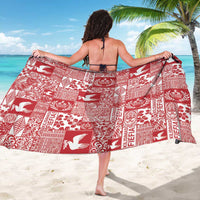 Red Tonga Kilisimasi Fiefia Sarong Pacific Patchwork Xmas Vibes - Polynesian Pride