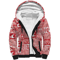 Red Tonga Kilisimasi Fiefia Sherpa Hoodie Pacific Patchwork Xmas Vibes - Polynesian Pride