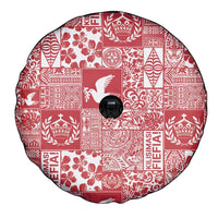 Red Tonga Kilisimasi Fiefia Spare Tire Cover Pacific Patchwork Xmas Vibes - Polynesian Pride