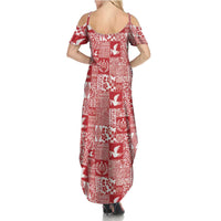 Red Tonga Kilisimasi Fiefia Summer Maxi Dress Pacific Patchwork Xmas Vibes LT9 - Polynesian Pride