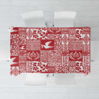 Red Tonga Kilisimasi Fiefia Tablecloth Pacific Patchwork Xmas Vibes - Polynesian Pride
