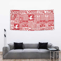 Red Tonga Kilisimasi Fiefia Tapestry Pacific Patchwork Xmas Vibes - Polynesian Pride