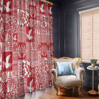 Red Tonga Kilisimasi Fiefia Window Curtain Pacific Patchwork Xmas Vibes - Polynesian Pride