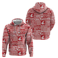 Red Tonga Kilisimasi Fiefia Zip Hoodie Pacific Patchwork Xmas Vibes - Polynesian Pride