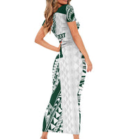 Polynesian Hawaii Volleyball Custom Family Matching Short Sleeve Bodycon Dress and Hawaiian Shirt Kakau with Sport Style