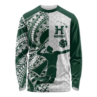 Polynesian Hawaii Volleyball Custom Long Sleeve Shirt Kakau with Sport Style LT9 Unisex White - Polynesian Pride