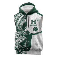 Polynesian Hawaii Volleyball Custom Sleeveless Zip Hoodie Kakau with Sport Style LT9 White - Polynesian Pride