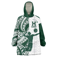 Polynesian Hawaii Volleyball Custom Wearable Blanket Hoodie Kakau with Sport Style LT9 One Size White - Polynesian Pride