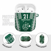 Polynesian Hawaii Volleyball Custom AirPods Case Green Kakau with Map Motif - Polynesian Pride