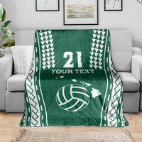 Polynesian Hawaii Volleyball Custom Blanket Green Kakau with Map Motif