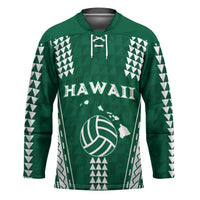 Polynesian Hawaii Volleyball Custom Hockey Jersey Green Kakau with Map Motif LT9 Unisex Green - Polynesian Pride