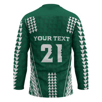 Polynesian Hawaii Volleyball Custom Hockey Jersey Green Kakau with Map Motif LT9 - Polynesian Pride
