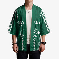 Polynesian Hawaii Volleyball Custom Kimono Green Kakau with Map Motif - Polynesian Pride