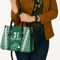 Polynesian Hawaii Volleyball Custom Leather Bag Green Kakau with Map Motif - Polynesian Pride