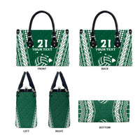 Polynesian Hawaii Volleyball Custom Leather Bag Green Kakau with Map Motif - Polynesian Pride