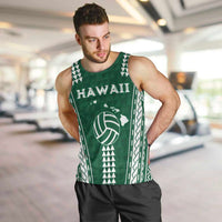 Polynesian Hawaii Volleyball Custom Men Tank Top Green Kakau with Map Motif LT9 Green - Polynesian Pride