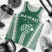 Polynesian Hawaii Volleyball Custom Men Tank Top Green Kakau with Map Motif LT9 - Polynesian Pride