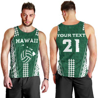 Polynesian Hawaii Volleyball Custom Men Tank Top Green Kakau with Map Motif LT9 - Polynesian Pride