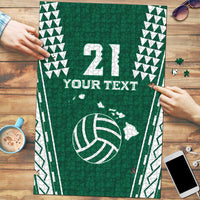 Polynesian Hawaii Volleyball Custom Puzzle Green Kakau with Map Motif - Polynesian Pride