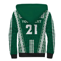Polynesian Hawaii Volleyball Custom Sherpa Hoodie Green Kakau with Map Motif LT9 - Polynesian Pride
