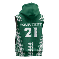 Polynesian Hawaii Volleyball Custom Sleeveless Zip Hoodie Green Kakau with Map Motif LT9 - Polynesian Pride
