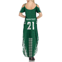 Polynesian Hawaii Volleyball Custom Summer Maxi Dress Green Kakau with Map Motif LT9 - Polynesian Pride