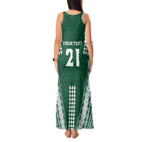 Polynesian Hawaii Volleyball Custom Tank Maxi Dress Green Kakau with Map Motif LT9 - Polynesian Pride