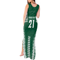 Polynesian Hawaii Volleyball Custom Tank Maxi Dress Green Kakau with Map Motif LT9 - Polynesian Pride
