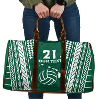 Polynesian Hawaii Volleyball Custom Travel Bag Green Kakau with Map Motif - Polynesian Pride