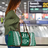 Polynesian Hawaii Volleyball Custom Travel Bag Green Kakau with Map Motif - Polynesian Pride